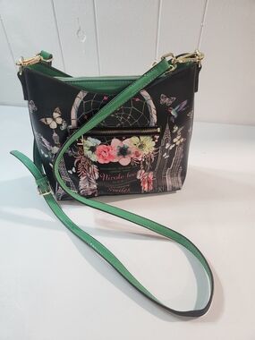 Nicole Lee Dreamcatcher Black Bag with Green Trim